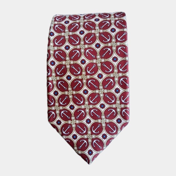 Gucci Other - Vintage Gucci Silk Tie Made In Italy Nautical Anchor Pattern Designer Classic